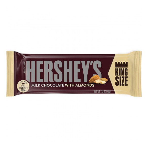 Hersheys Milk Chocolate With Almonds King  Size 73g MHD...
